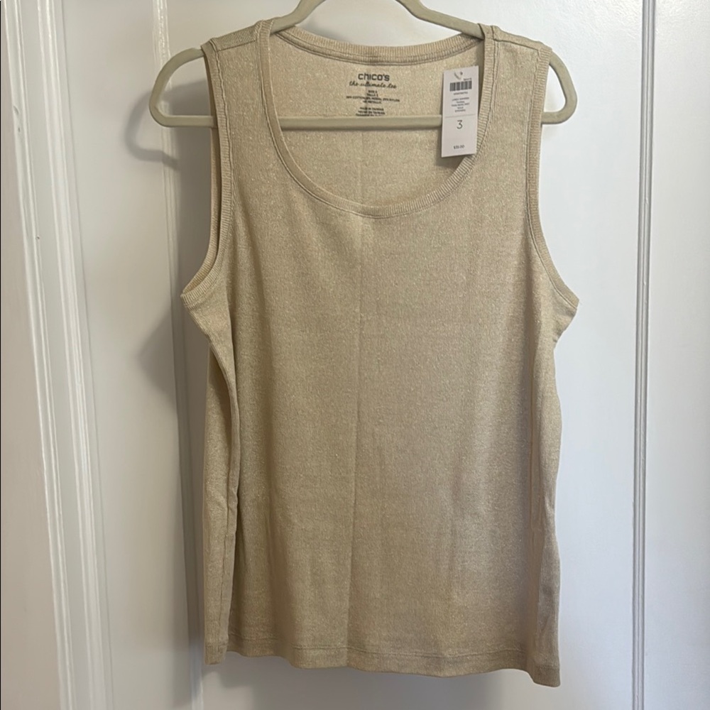 Chico's Gold Sleeveless Knit Tank Top